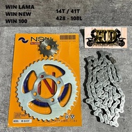 GEAR GIR SET RANTAI WIN LAMA - WIN NEW - WIN 100 14T/41T  428H/108L