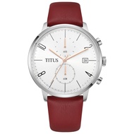 Solvil et Titus Interlude Men Chronograph Quartz in Silver White Dial & Red Leather Strap Watch W06-