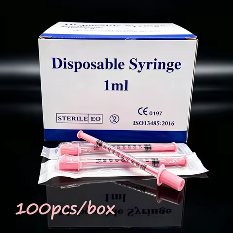 100pcs Light Pink Insulin Syringe 1ml 30G 8mm Disposable Sterile Injection Syringe with Needle Indiv