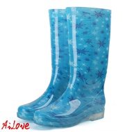 รองเท้าบูทกันฝนผู้หญิง1คู่ รองเท้าบูทกันฝน PVC พิมพ์ลายสไตล์เกาหลี สิ่งจำเป็นสำหรับวันฝนตก กันน้ำกันลื่นทนต่อการสึกหรอ
