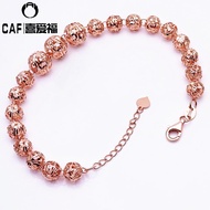 Russia 585 Purple Gold Bracelet 14K Color Gold Fashion Rose Gold Hollow Ball Bracelet