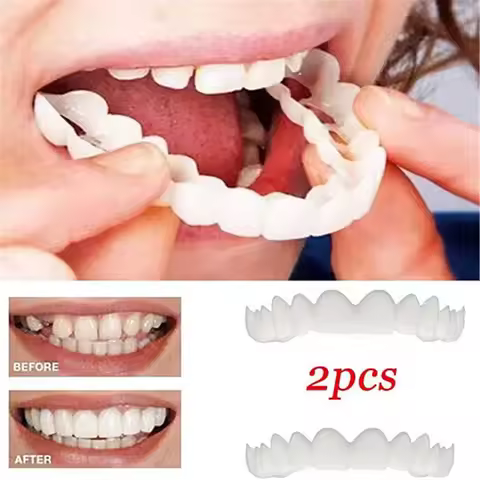 Perfect Fit Teeth Whitening Fake Tooth Cover Snap On Silicone Smile Veneers Teeth Upper Tool False T