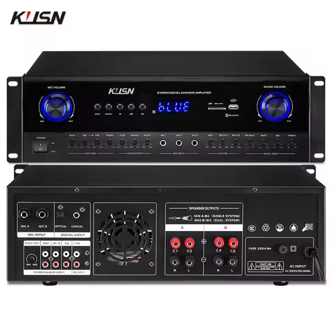 250W+250W 8 Ohm Professional Digital Karaoke Power Amplifier Sound DSP Feedback Suppression PA Syste