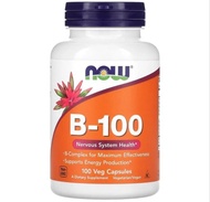 Now Foods B-100 (B100) B Complex 100 Vcaps | 100Vcaps 100% Vegetarian (Niacin Riboflavin Thiamin B-6