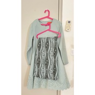 Baju kurung sage green preloved + Free Gift