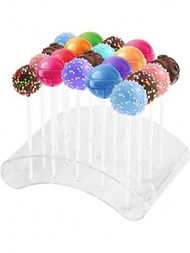 1入組20孔透明亞克力弧形棒棒糖架，適用於婚禮、生日、派對食品展示架