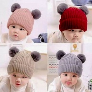 topi kupluk bayi pompom,kupluk bayi, kupluk anak, lakilaki &amp; perempuan[custom nama &amp; polos]