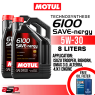 MOTUL 6100 SAVE-NERGY 5W-30 8 Liters Change Oil Bundle for ISUZU TROOPER 2000, BIGHORN, DMAX 3.0, ALTERRA, 4JX1 ENGINE