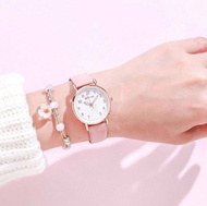 【♡Lovely girls house♡】Fashion Simple Ladies Wrist Watches Luminous Women's Watch Waterproof Round Dial Casual Leather Strap Quartz Inexpensive Watch Clock for Women