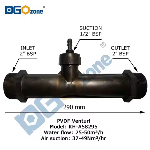2“ PVDF Venturi Injector for Mixing Gas and Liquid Venturi tube acid and alkali resistant Ozone vent
