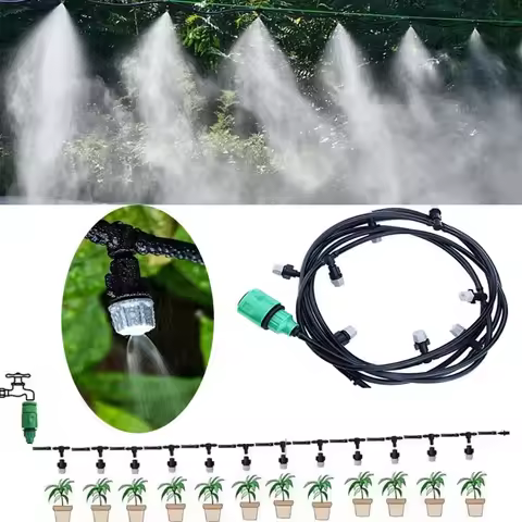 Garden Irrigation 10Meters 10 Sprinklers Nozzles Water Sprayer Misting Fog Cooling Nozzle System Agr