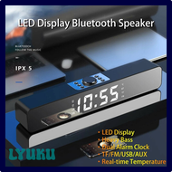 LYUKU Soundbar Noise Cancelling Speaker Bluetooth Compatible 5.0 Wireless Alarm Clock Soundbar Led Speaker NRJYT