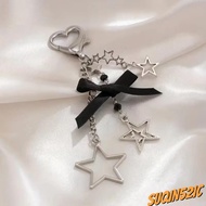 SUQIN52IC Key Chains, Five-pointed Star Bowknot Pendant Keychain, Fashion Hanging Car Trinket Key Ho