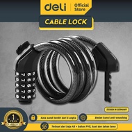 Deli Cable Lock / Gembok Sepeda dengan Kode Angka Anti Maling DL508011