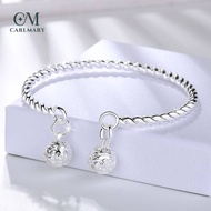Unique Twisted Silver Bracelet Double Bell Open Cuff Adjustable Bangle for Women Girls