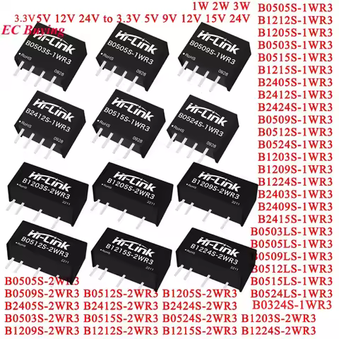 1-10Pcs Hi-Link 1W 2W 3W B0505S-1WR3 2WR B1212S B1205S B0524S 5V 12V 24V to 3.3V 5V 9V 12V 15V 24V D