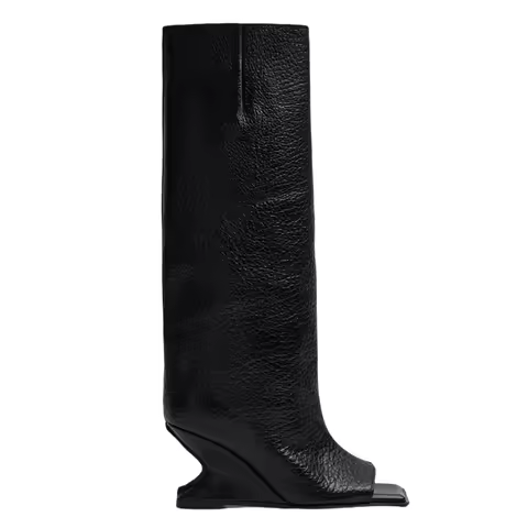 Women's Spring and Autumn New Style Square Toed High Heels Knee Length Boots, Medium Length Toothed 