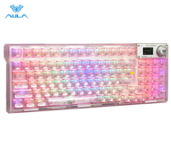 AULA F98 Pro Wireless Three Mode RGB Hot Swappable Smart Screen Mechanical Transparent Keyboard