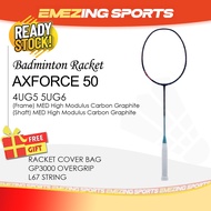 (READY STOCK) Axforce 50 Badminton Racquet Unstrung (Free Grip & String & Cover Bag) - 4U 5U BLUE PI