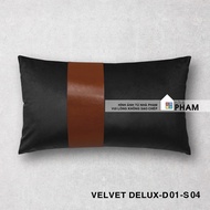 GỐI SOFA VẢI NHUNG SỌC DA NÂU VELVET DELUX (45X45CM) (30X50CM)