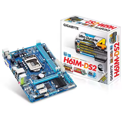 NEW,GIGABYTE GA-H61M-DS2 Desktop Motherboard H61 Socket LGA 1155 i3 i5 i7 DDR3 16G uATX UEFI BIOS Or
