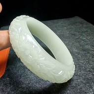 Luminous Bracelet Widened Thickened Mother Bracelet Carved Peony Flowers Blooming Rich meaning Auspi