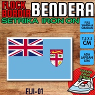 Flock iron-on Badge Patch with Flag Country Embroidery - FIJI [01]