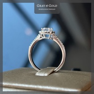 [RG556] แหวนเพชรสังเคราะห์ CZ เพชรล้อมเหลี่ยม 50 ตังค์ ตัวเรือนเงินผสม ชุบทองคำขาวโรเดียม Gray &amp; Gold Jewelry