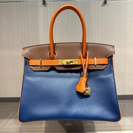 HERMES爱马仕 Birkin 30金扣 拼色 铂金包手提包