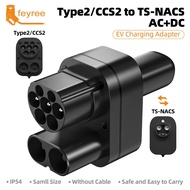 feyree CCS2 /Type2 to Tesla AC+DC Adapter Fit for Tesla Model 3/X/Y Made in USA CCS2 Combo Adapter S