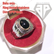 ONIX YEMEN AGATE STONE RING STAINLESS STEEL MONEL