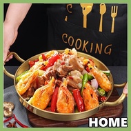 ALLGOODS Frying Pan, BBQ Plate Salad Bowl Dry Pot, Reusable Double Ear Stainless Steel 22/24/26/28/30cm Restaurant