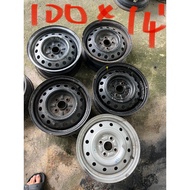 spare tire tyre tayar rim besi steel 100 x 14” wira saga satria kelisa kenari toyota honda nissan pr