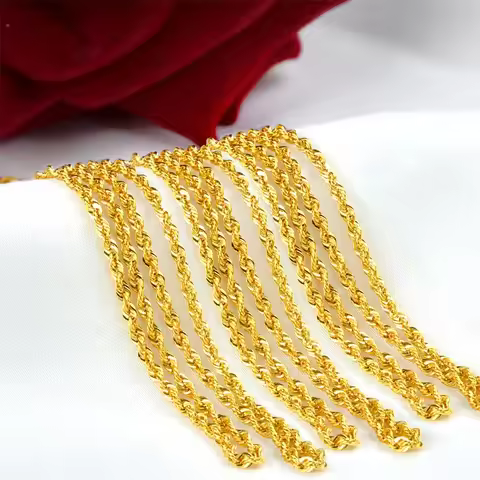 Fine Jewelry 18K yellow gold necklace au750 Twisted chain Light luxury versatile wendding party gift