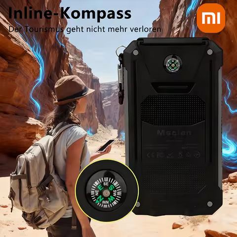 Xiaomi Solar Power Bank 80000mAh Portable Charging Poverbank External Battery Charger Strong Light L