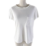 愛馬仕 (HERMES) 女款T卹，白色，38碼，法國製造，100%純棉，船領短袖，帶刺繡口袋，成色極佳。