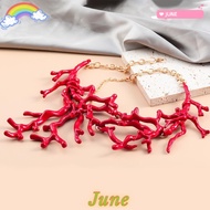 JUNE1 Exaggerated Coral Collars, Vintage Trendy Red Coral Alloy Necklace, Fashion Bohemia Coral Exag