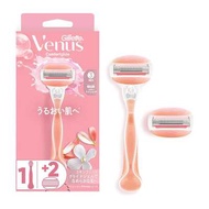 Gillette吉列 Venus維納斯 日本進口直郵濕潤肌膚體毛修剪修毛保護皮膚刮毛腋毛全身手動剃鬚脫腿毛 潤膚美體除毛刀【白茶香】 1刀架2刀頭