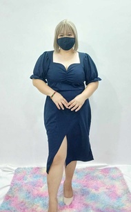 PLUS SIZE CLOTHING BELLA CASUAL FORMAL DRESS PUFF SLEEVE WITH SLIT DRESS CIVIL WEDDING DRESS CAN FIT XL UPTO 3XL