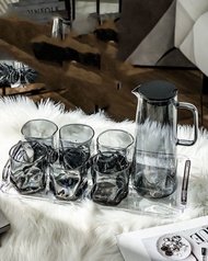 Bộ cốc bình nước thuỷ tinh cao cấp để bàn sang trọng cho phòng khách Bộ bình nước 6 cốc kèm khay pho