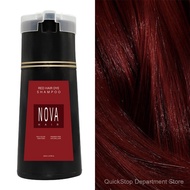 (Red) Nova Hair Dye Shampoo Fast Coloring Hair Dye Glossy Smooth Shampoo WHBS