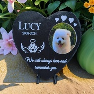 Custom Heart-Shaped Pet Memorial Slate Plaque Personalized Pet Slate Tombstones with Photos and Name