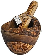Naturally Med Olive Wood Rustic Mortar and Pestle