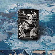 【ZIPPO官方旗艦店】 櫻花鯉魚(黑底銀)防風打火機 ZA-3-11B