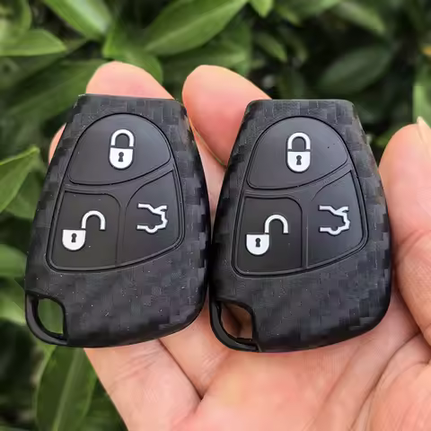 Carbon Fiber Silicone Car Remote Key Case for Mercedes Benz C B E R Class GL CLS CLK SLK W203 W211 W