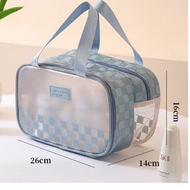 多用途袋 ,旅行收納袋 化妝包【藍色中號】規格【乾濕分離化妝包】