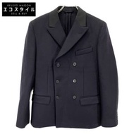 Prada 2015秋冬黑色UGA958雙排扣西裝外套，48碼