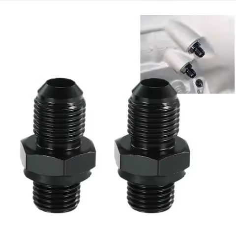 2pcs Aluminum Oil Cooler Adapter Fittings 350 400 4L60E 6AN To 1-4NPS Flare Union Adapter TH350 Blac