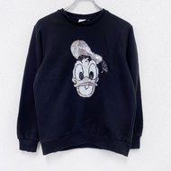 古著迪士尼唐老鴨黑色衛衣，小號