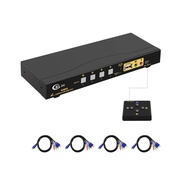 CKLau KVM Switch HDMI 4 Port with USB Hub, Audio and 4 KVM Cables, 4 Port HDMI KVM Switch Support 4K 60Hz 4:4:4, EDID Support Wireless Keyboard Mouse 4x1 USB 2.0
